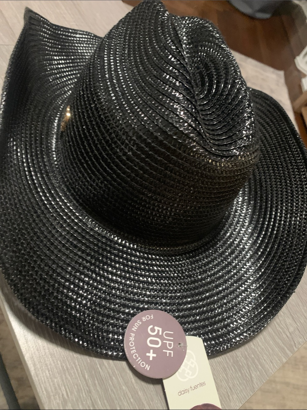 🆕- Daisy Fuentes Woman’s Black Cowgirl Hat with UPF 50+ & Gold Emblem